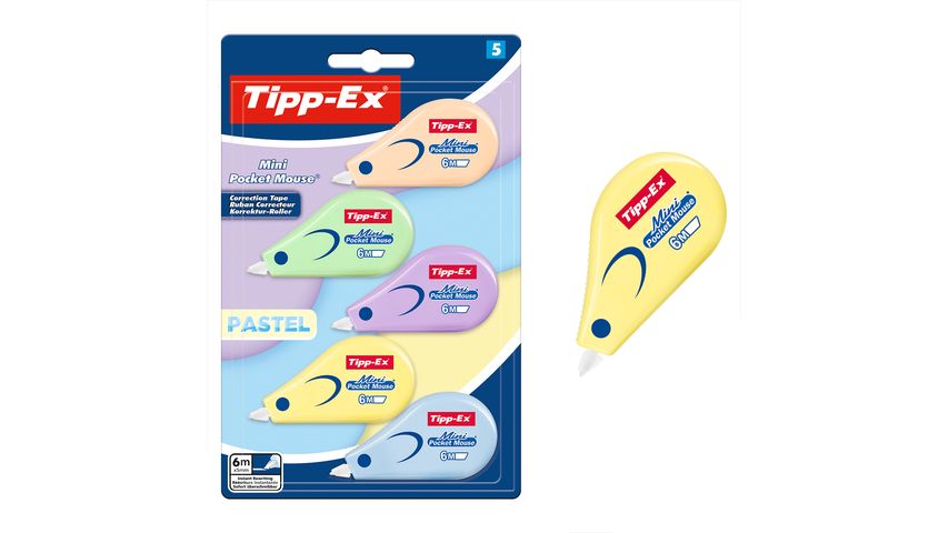 BIC Tipp-Ex Mini Pocket Mouse Correction Tape – Pastel 5-Pack