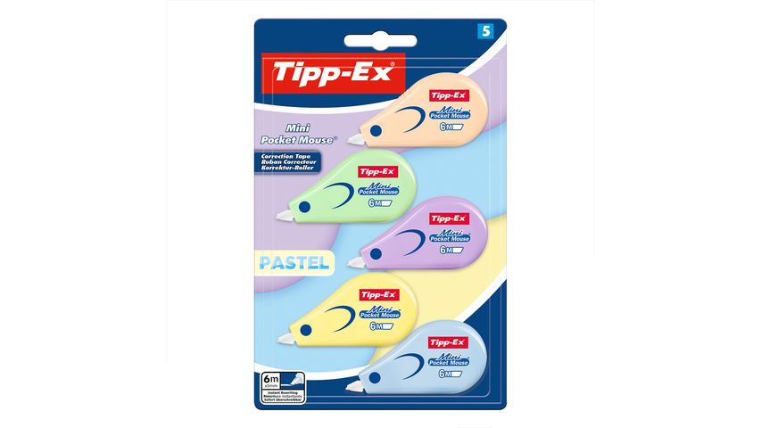 BIC Tipp-Ex Mini Pocket Mouse Correction Tape – Pastel 5-Pack
