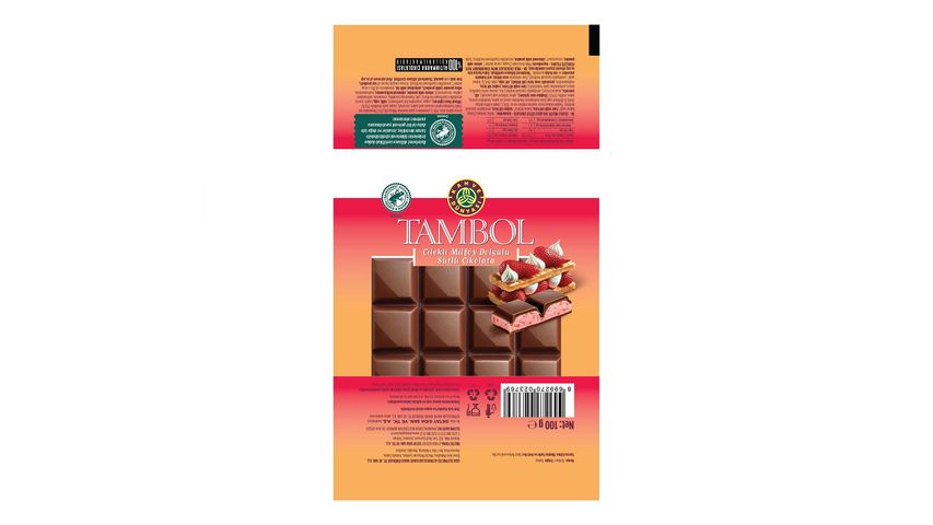 Kahve Dünyası Tambol Çilekli Milföy Dolgulu Sütlü Çikolata 100 g