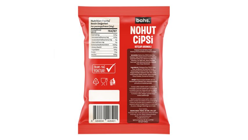 Bahs Ketchup Flavored Chickpea Chips 50 g