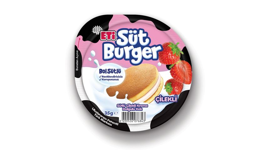 Eti Milk Burger Honey Cake with Strawberry Cream Filling 35 g