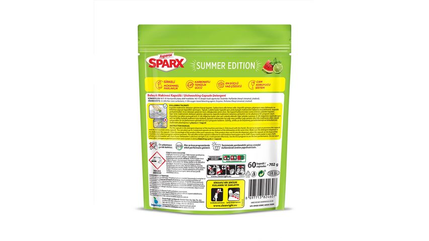 Asperox Sparx Summer Edition Watermelon & Cool Lime Dishwasher Capsules 60-Pack