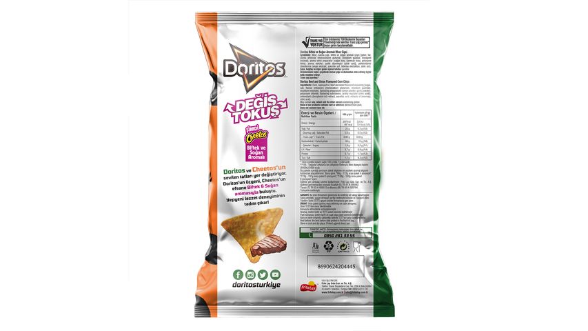 Doritos Biftek & Soğan Aromalı Süper Boy Mısır Cipsi 115 g