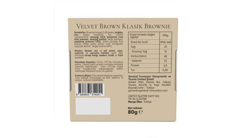 Velvet Belgian Chocolate Brownie 80 g