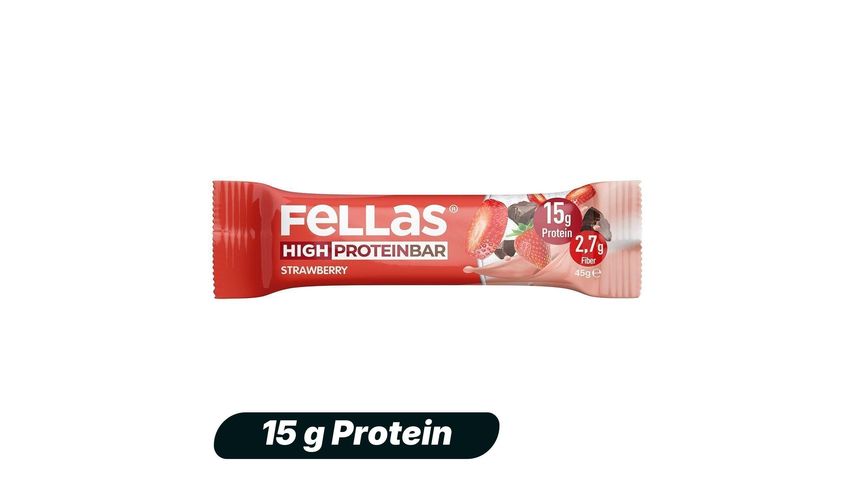 Fellas Yüksek Protein Çilekli Bar 45 g