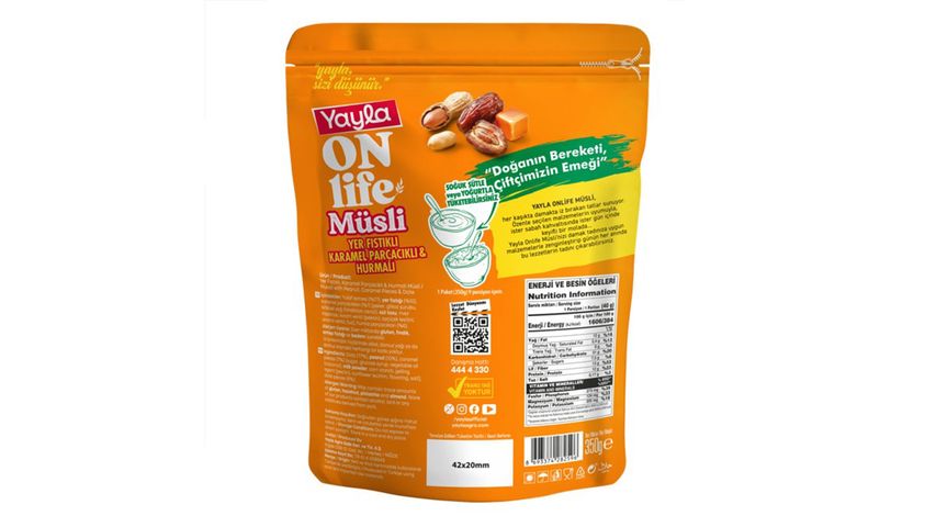 Yayla Onlife Peanut Caramel Bits & Date Muesli 350 g