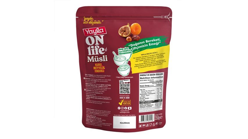 Yayla Onlife Dried Fruit & Hazelnut Muesli 350 g