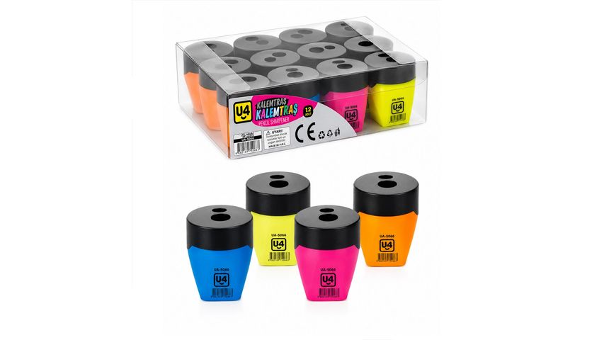 U4 Double-Hole Pencil Sharpener with Container and Lid