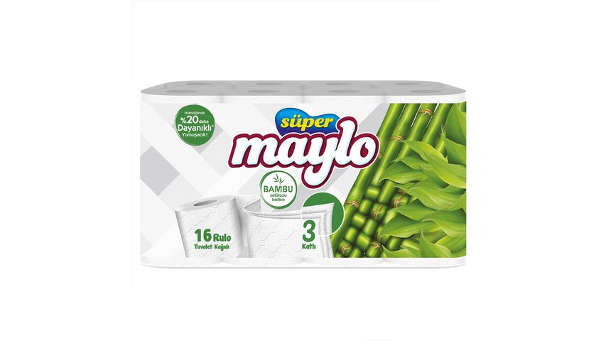 Maylo 3 Katlı Bambu Katkılı 16'lı Tuvalet Kağıdı