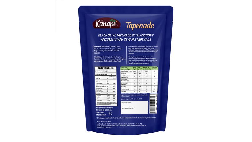 Kanape Anchovy Black Olive Tapenade 85 g