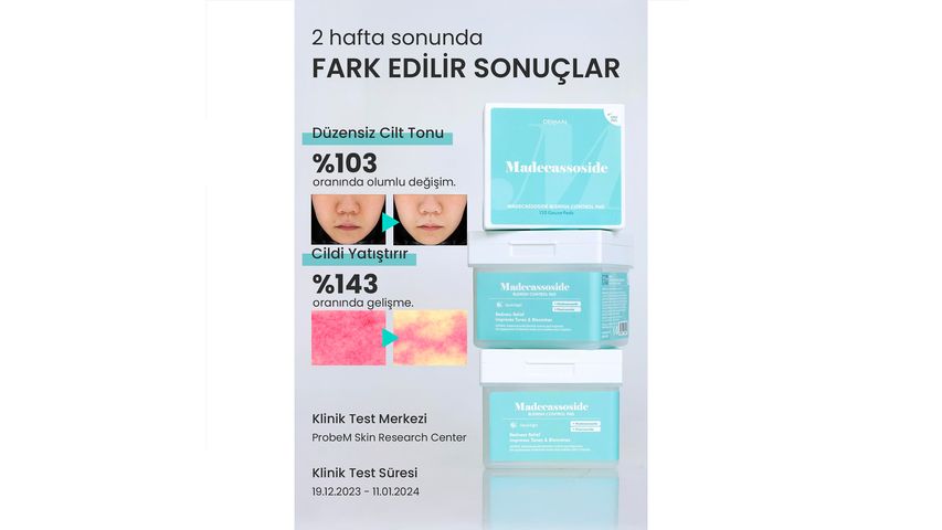 Dermal Madecassoside Control Toner Pads for Redness Relief & Tone Correction 12 pcs