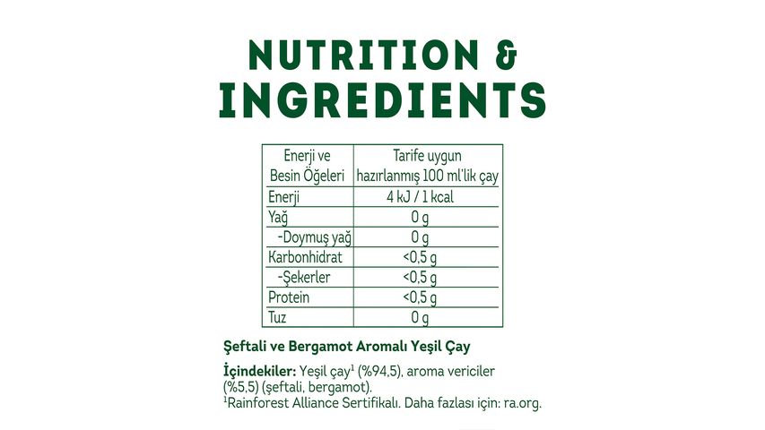 Lipton Şeftali & Bergamot Aromalı Yeşil Çay 20'li 30 g
