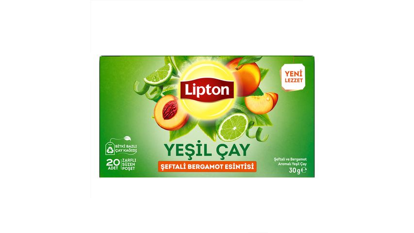 Lipton Şeftali & Bergamot Aromalı Yeşil Çay 20'li 30 g