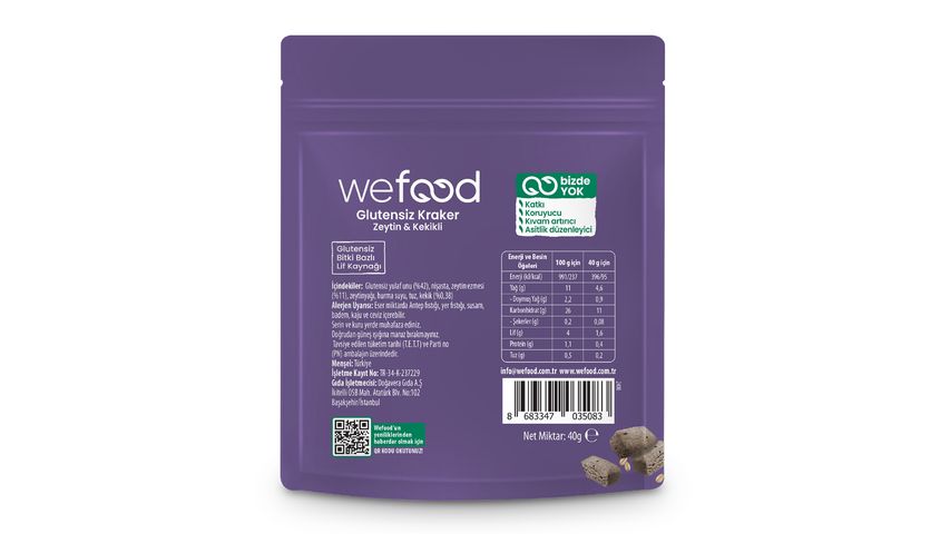 Wefood Glutensiz Zeytinli & Kekikli Kraker 40 g