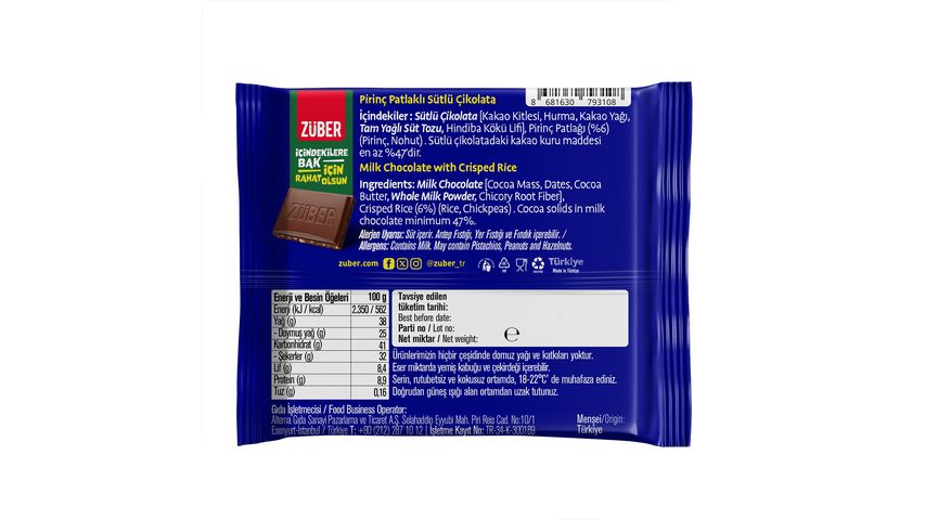 Züber Milk Chocolate with Puffed Rice 35 g