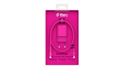 Ttec SmartCharger GaN 20W PD Travel Fast Charger, USB-C to Lightning 120 cm Cable, Pink