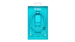 Ttec SmartCharger GaN 20W PD Travel Fast Charger, USB-C to USB-C 3A Cable, Blue