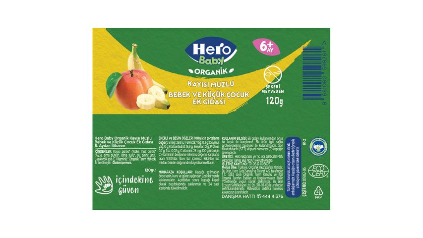 Hero Baby Organic Apricot & Banana Puree 120 g