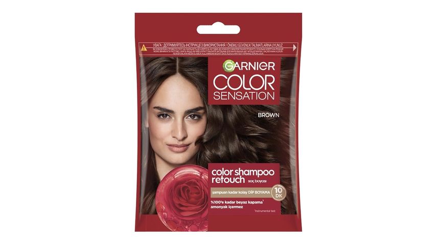 Garnier Color Shampoo Retouch Root Dye with Shampoo Ease, Brown 4.0