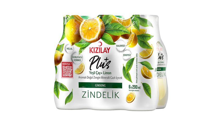 Kızılay Plus Green Tea, Lemon & Ginseng Vitality 6 x 200 ml