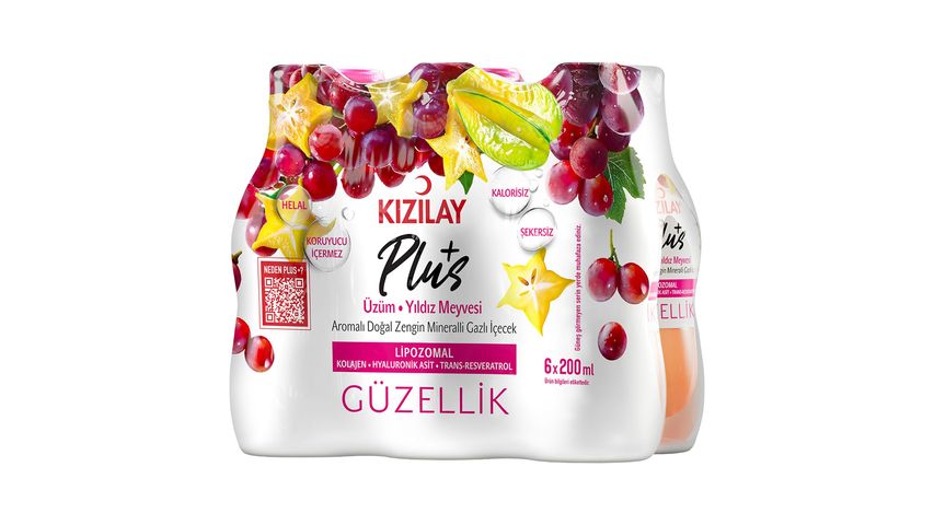 Kızılay Plus Grape & Starfruit Flavored Beauty 6 x 200 ml