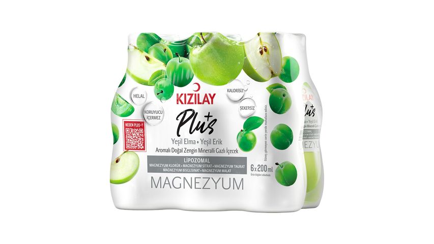 Kızılay Plus Green Apple & Green Plum Flavored Magnesium 6 x 200 ml