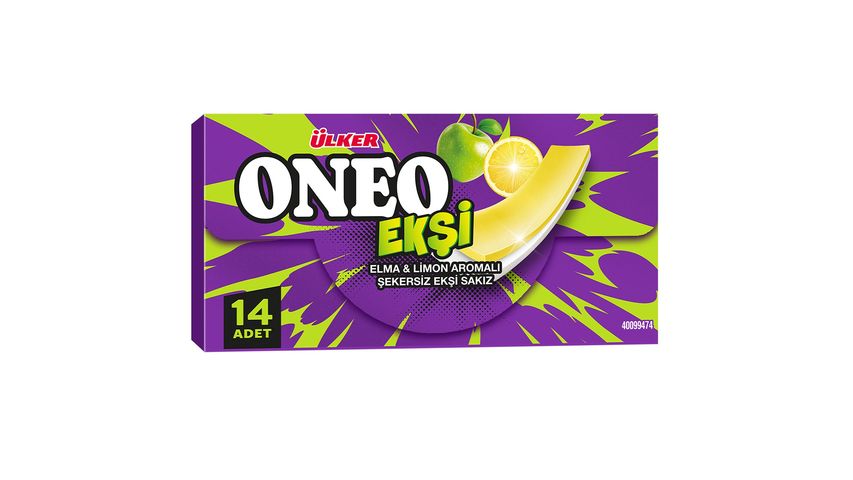 Ülker Oneo Sour Apple & Lemon Flavored Sugar Free Gum 27 g