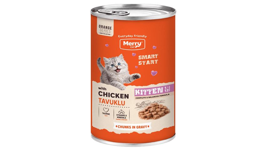 Merry Chicken Chunks in Gravy Canned Wet Cat Food for Kittens 400 g