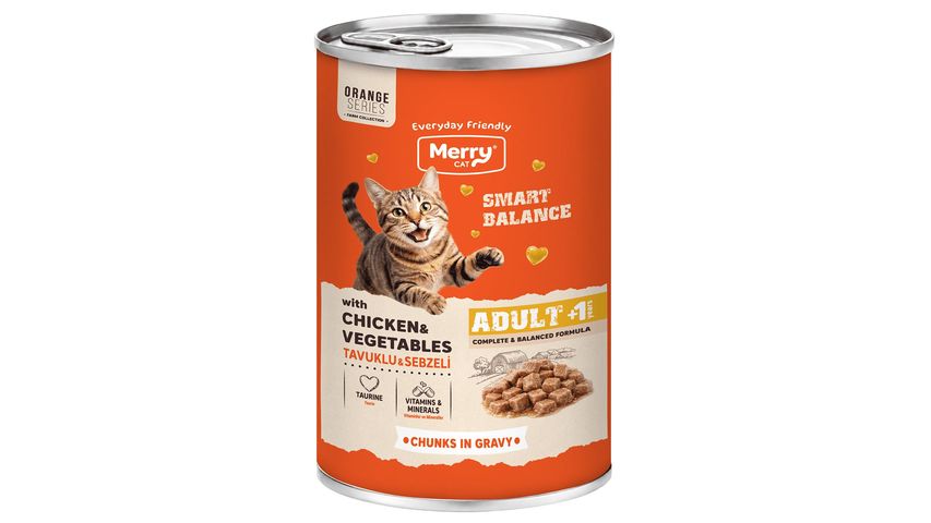 Merry Chicken & Vegetables Chunks in Gravy Canned Wet Cat Food for Adult Cats 400 g