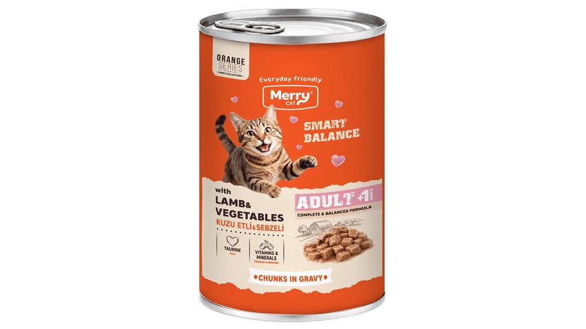 Merry Lamb & Vegetables Chunks in Gravy Canned Wet Cat Food for Adult Cats 400 g