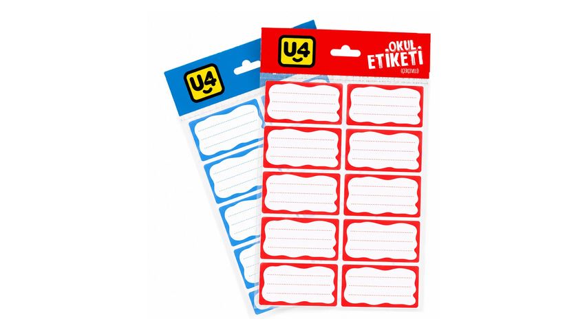 U-4 School Label Lined Red 3 pcs