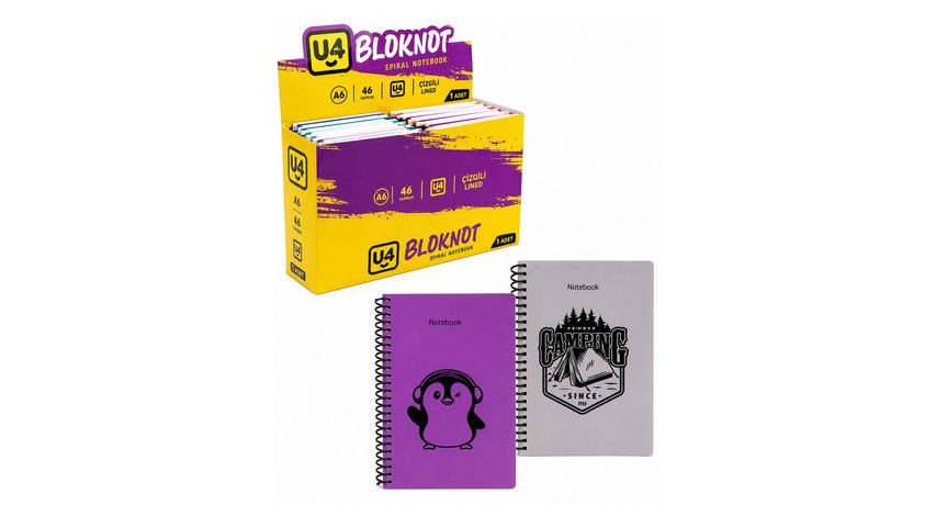 U-4 Notepad A6 60/4 Sheets PP Cover Spiral