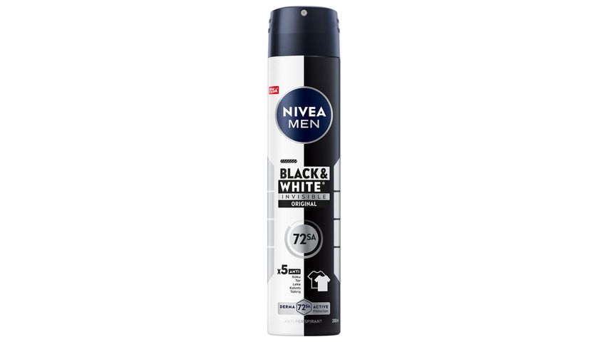 NIVEA MEN Spray Deodorant Black & White Invisible Original 200 ml