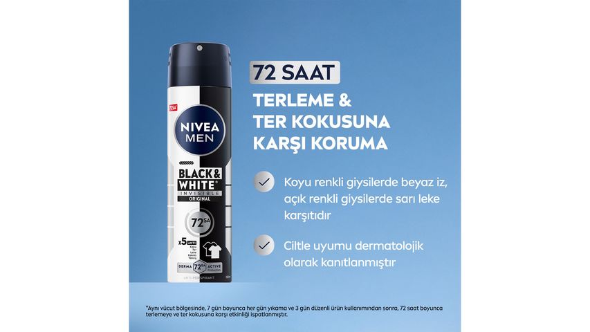 NIVEA MEN Spray Deodorant Black & White Invisible Original 150 ml