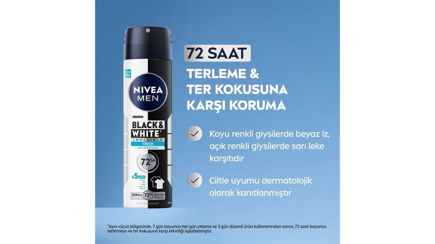 NIVEA MEN Spray Deodorant Black & White Invisible Fresh 150 ml