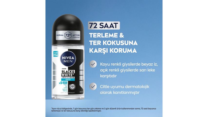 NIVEA MEN Roll-on Deodorant Black & White Invisible Fresh 50 ml