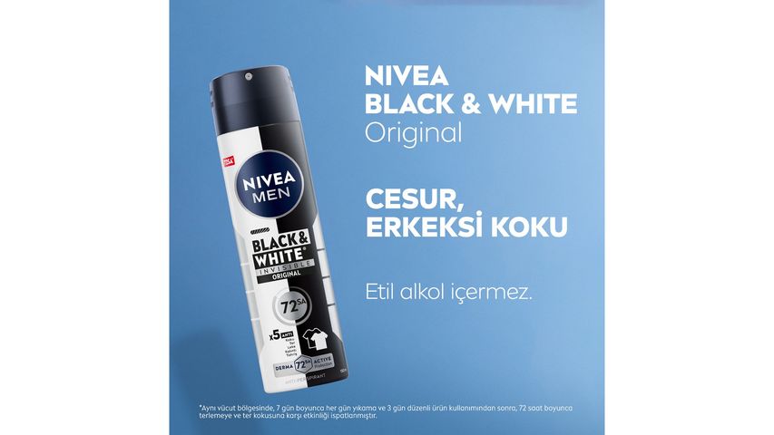 NIVEA MEN Spray Deodorant Black & White Invisible Original 150 ml