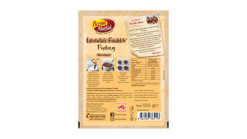 Bizim Mutfak Chocolate Hazelnut Pudding 100 g