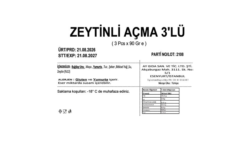 Casa Mia Artisanal Handmade Olive Açma (Turkish Pastry) 3 x 90 g