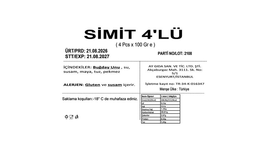 Casa Mia Artisanal Sesame Simit 4 x 100 g