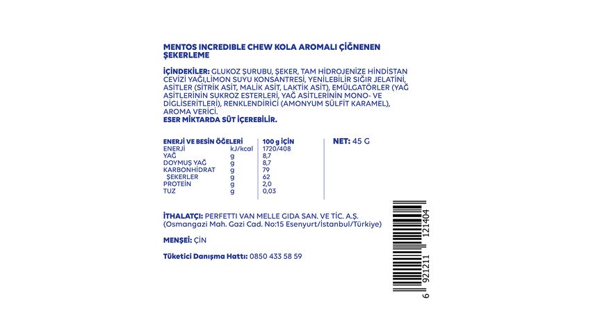 Mentos Incredible Chew Cola 45 g