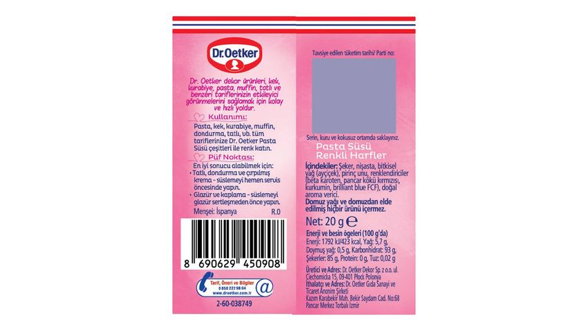 Dr. Oetker Colorful Letter Cake Decoration 20 g