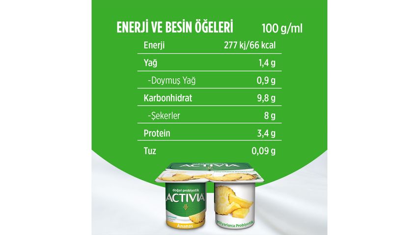 Activia Probiotic Pineapple Yogurt 4 x 100 g