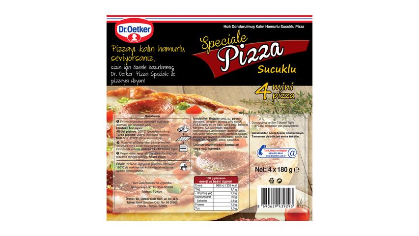 Dr. Oetker Pizza Speciale 4-Pack Mini Sucuk Pizza 720 g