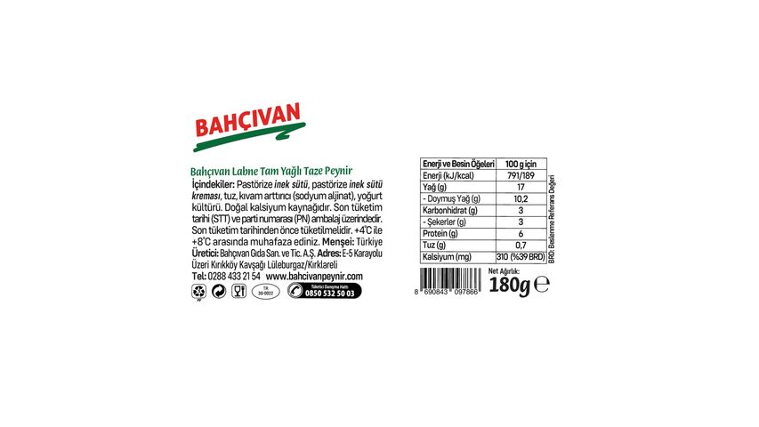 Bahçıvan Labneh Cheese 3 x 180 g