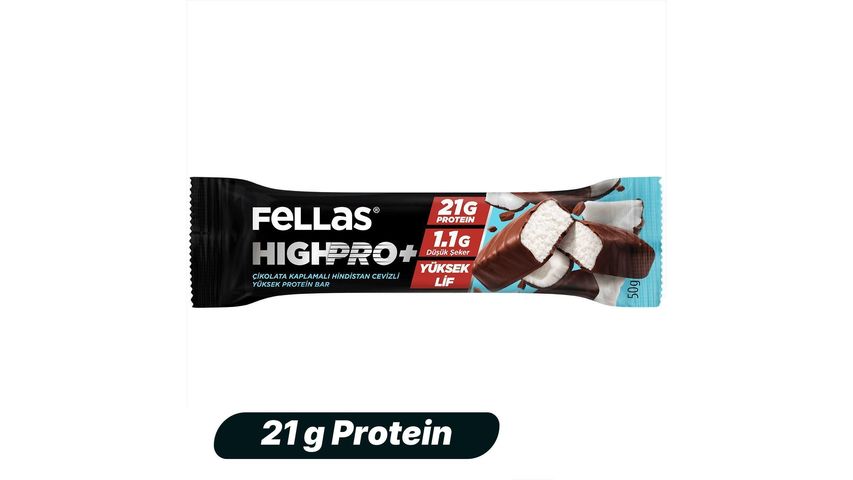 Fellas Chocolate-Coated HighPro+ Protein Bar – Coconut Flavor, 50 g