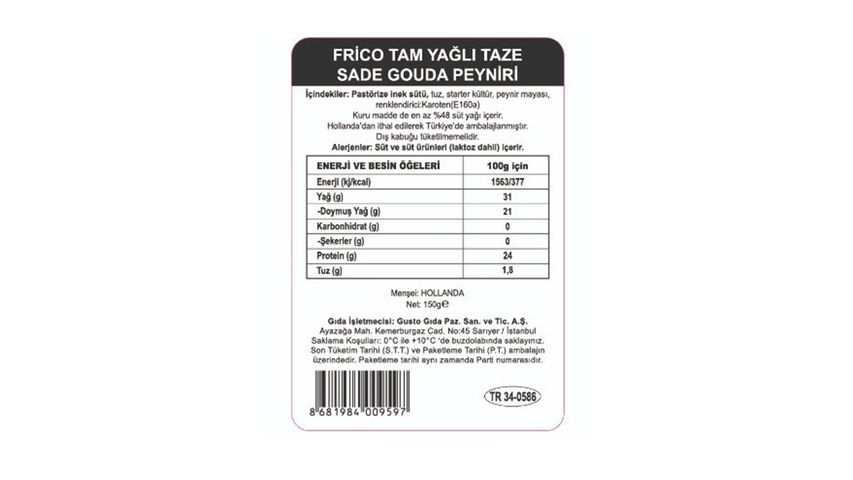 Frico Plain Gouda Cheese 150 g