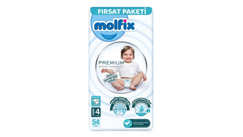 Molfix Premium Baby Diapers Size 4 Maxi 54 Count