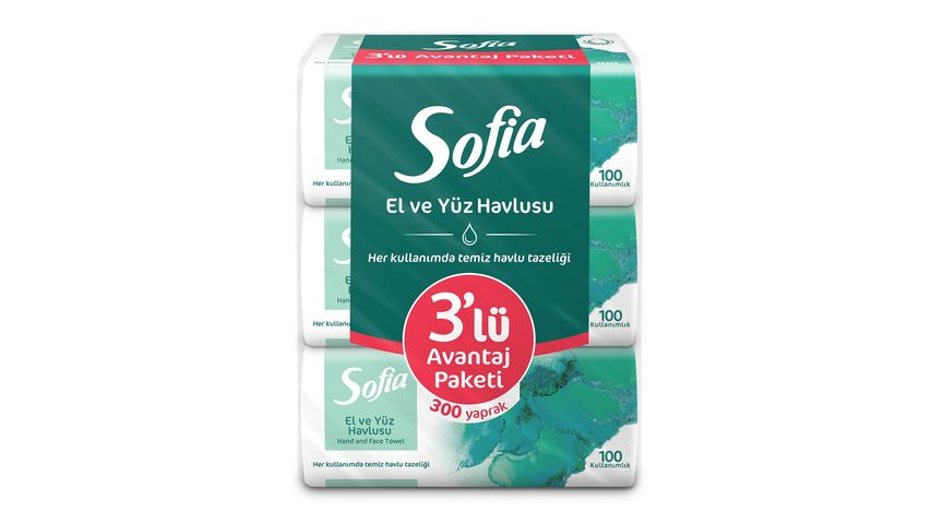 Sofia Hand & Face Paper Towel 3 x 100 Pieces