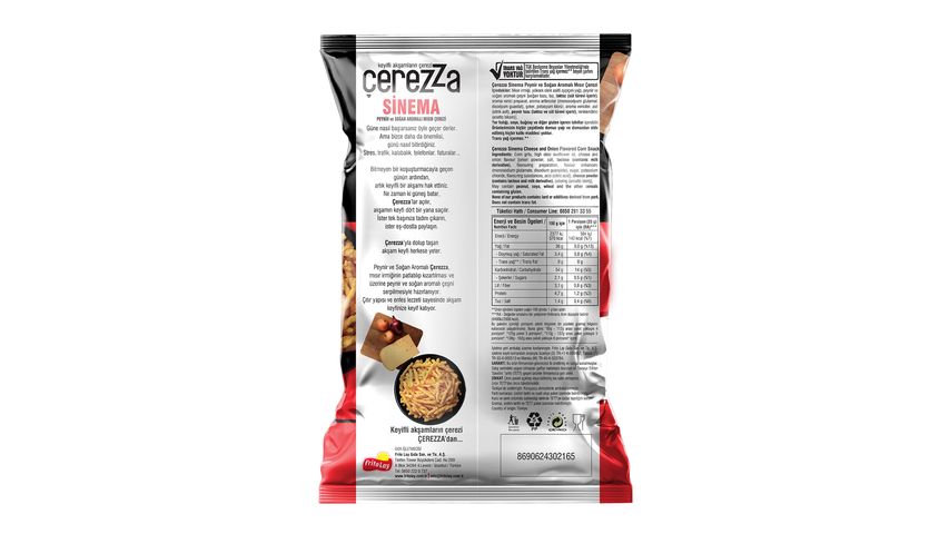 Çerezza Cinema Cheese & Onion Flavored Corn Snacks Super Size 117 g
